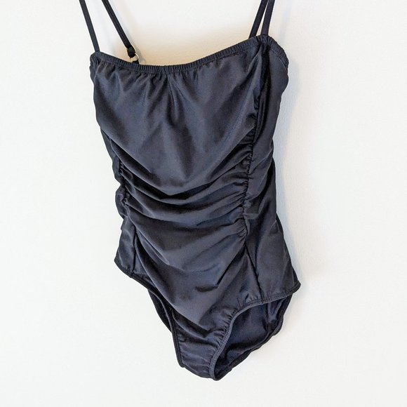 hermoza swim ruched one piece swimsuit shapewear black - Picture 3 of 8